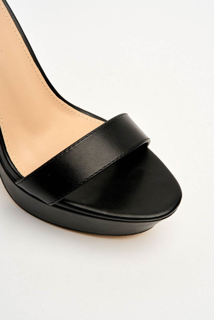 Ladysmith Plain Band Platform Anklestrap Sandal in Black Heels Miss Diva 