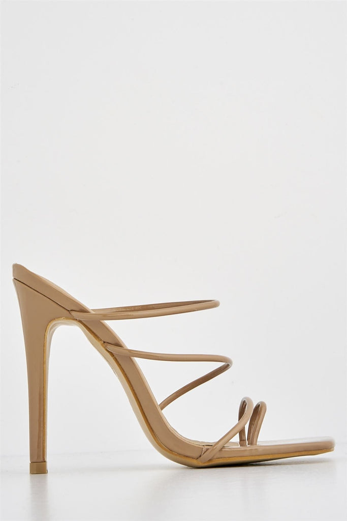 Miracles Toe Ring Strappy Mule in Mocha Heels Miss Diva 