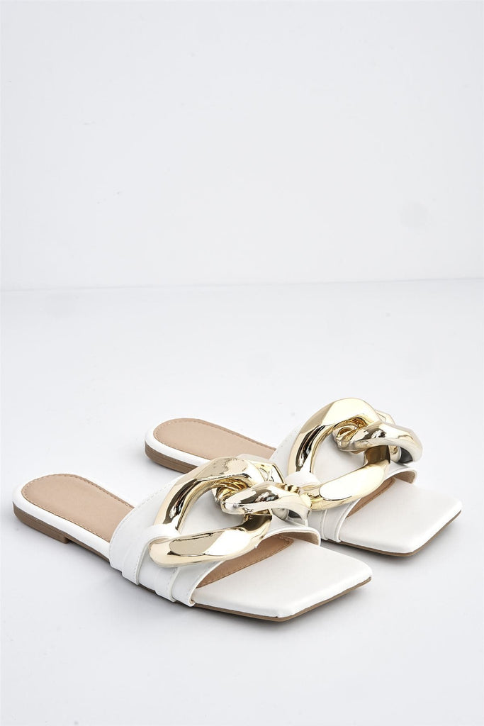 Teva Oversized Chain Flat Sandal in White Flats Miss Diva 