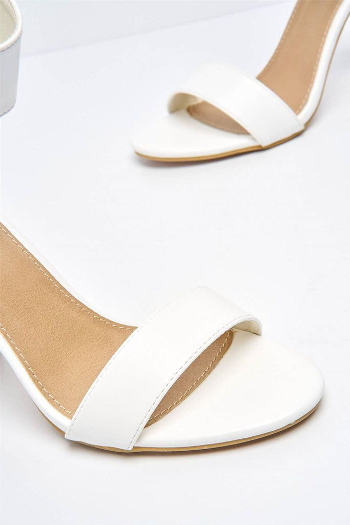 Como Ankle-strap Block Heels in White Heels Miss Diva 