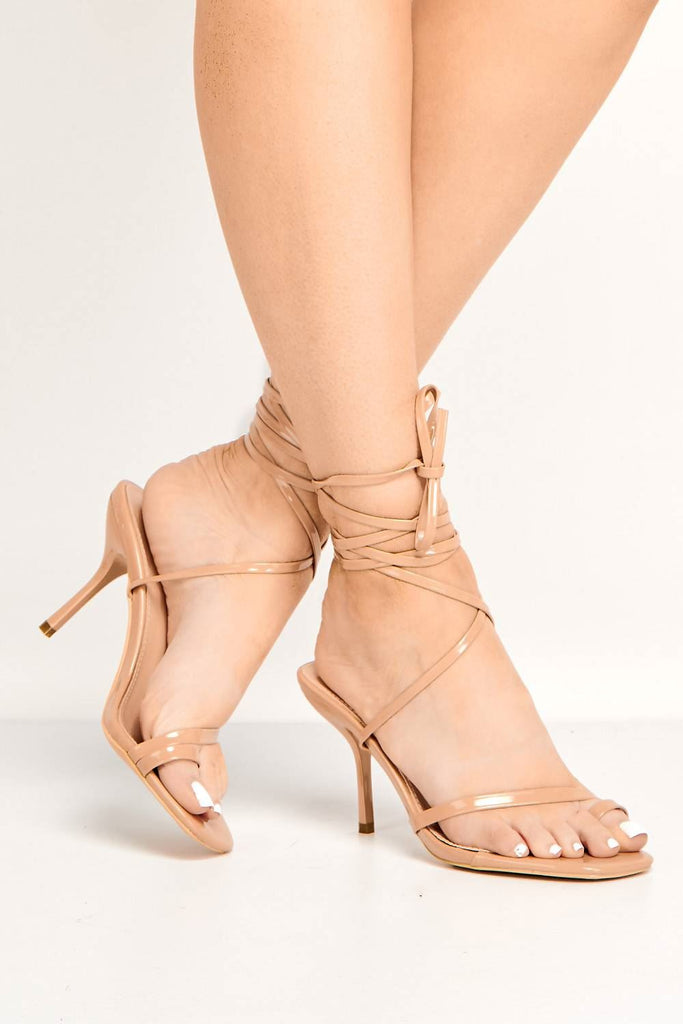 Luci Toe Ring Strap Lace-up Heel in Tan Heels Miss Diva 