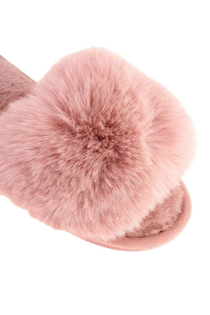 Sasha Fluffy Band Slipper in Pink Flats Miss Diva 