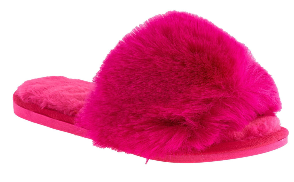 Sasha Fluffy Band Slipper in Fuchsia Flats Miss Diva 