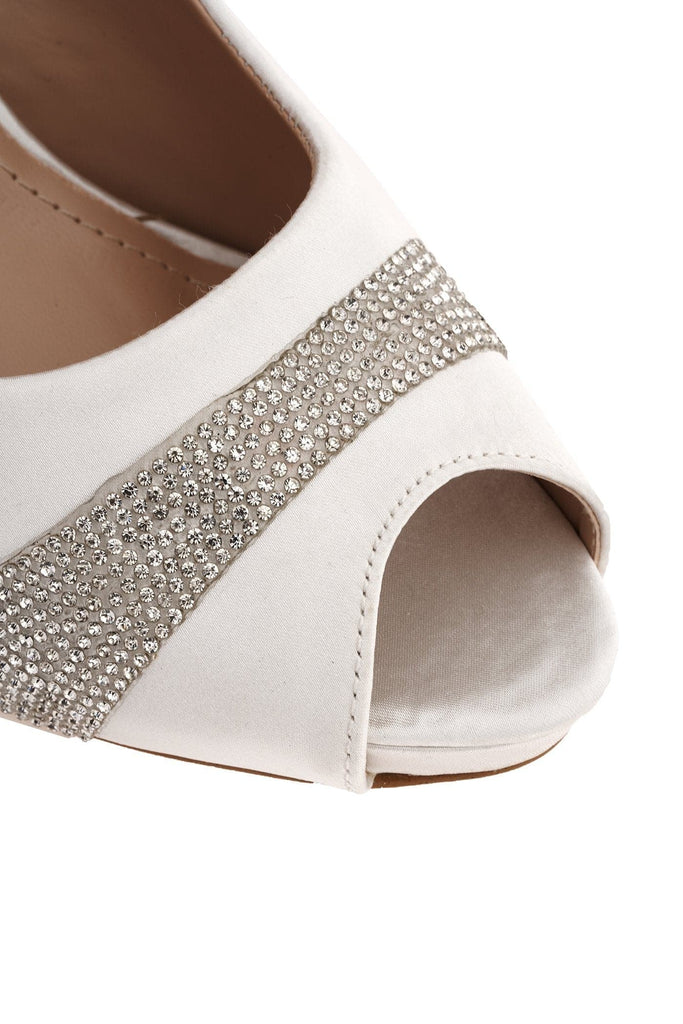Solange Diamante Peep Toe Shoes in Ivory Partywear Miss Diva 