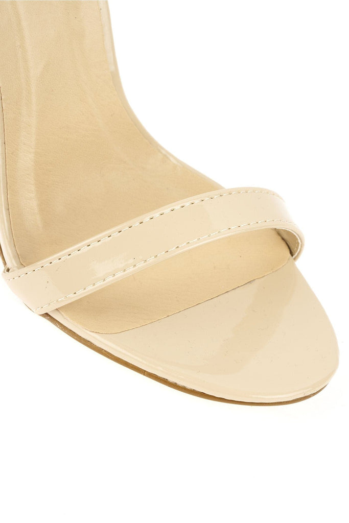 Arron ankle strap stiletto sandal in Nude Patent Heels Miss Diva 