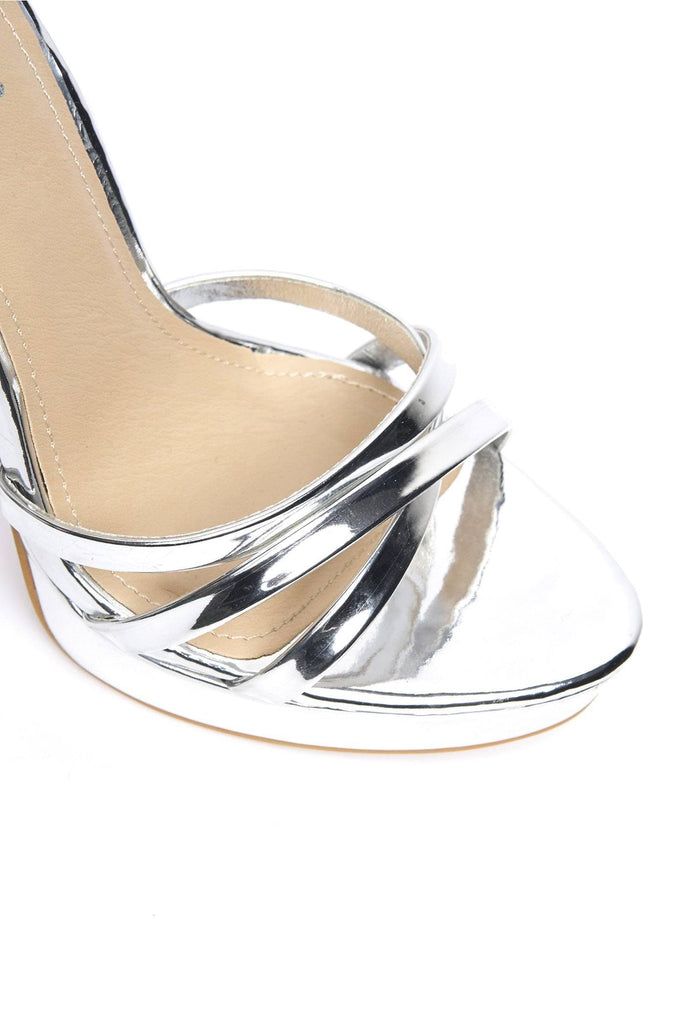 Amelia Crossover Strap Platform Sandal in Silver Heels Miss Diva 