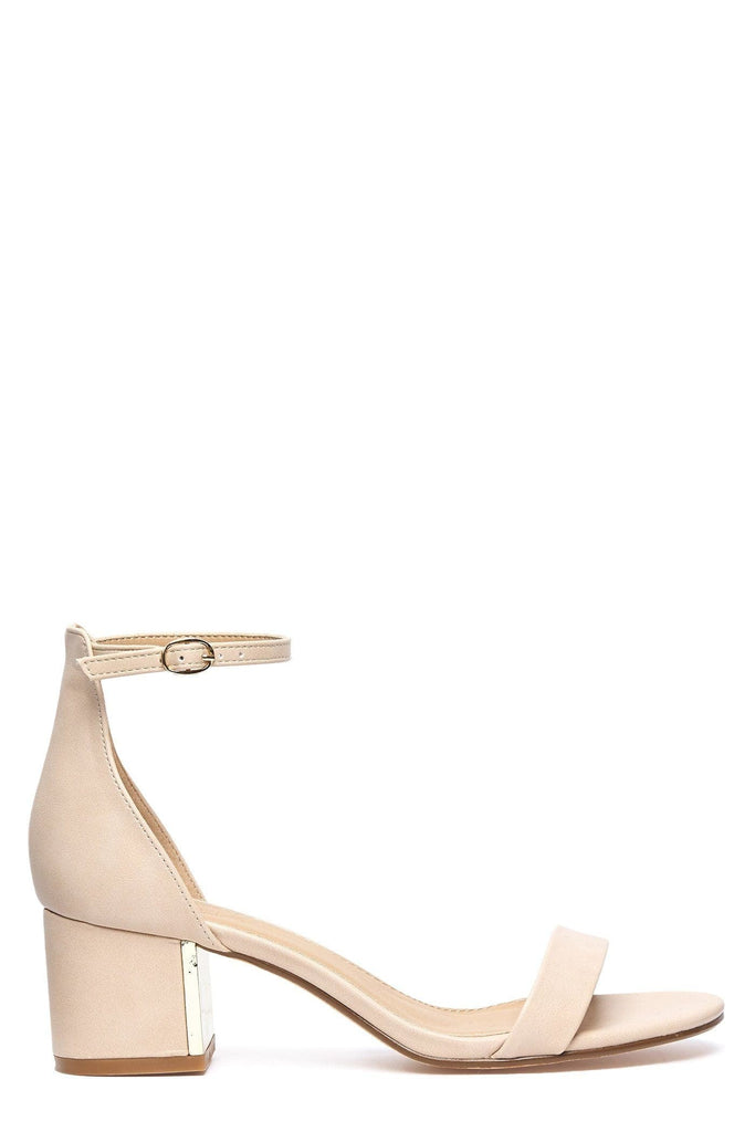 Elodie Gold Trim Anklestrap Sandal in Nude Matt Heels Miss Diva 