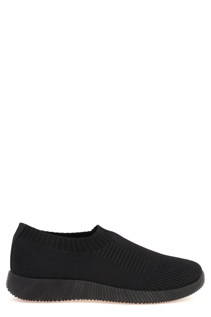 Shaughna Slip on Knitted Trainer in Black/Black Sole Trainers Miss Diva 