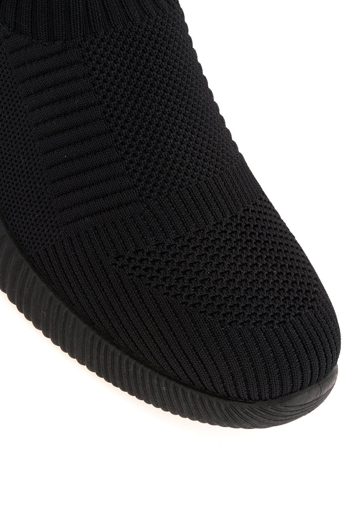 Shaughna Slip on Knitted Trainer in Black/Black Sole Trainers Miss Diva 