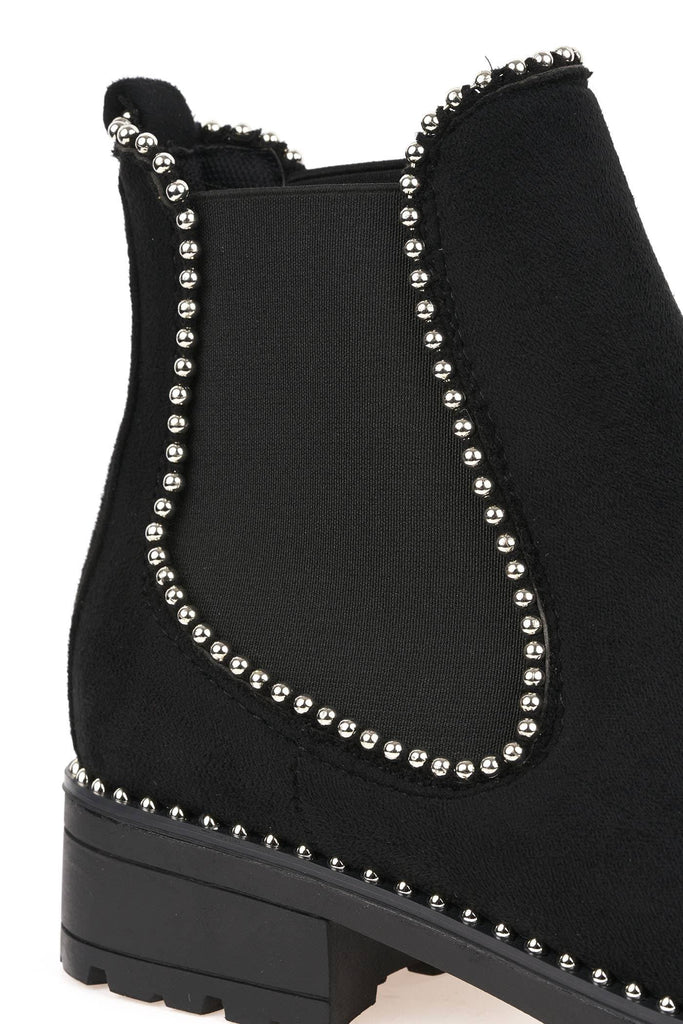 Emma Stud Detailing Sole Ankle Boot in Black Suede Boots Miss Diva 