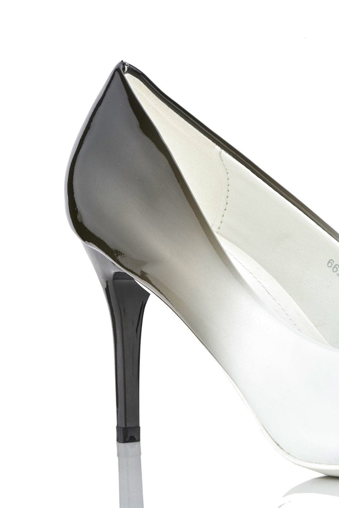 Alani 2 tone medium heel court shoe in White Heels Miss Diva 