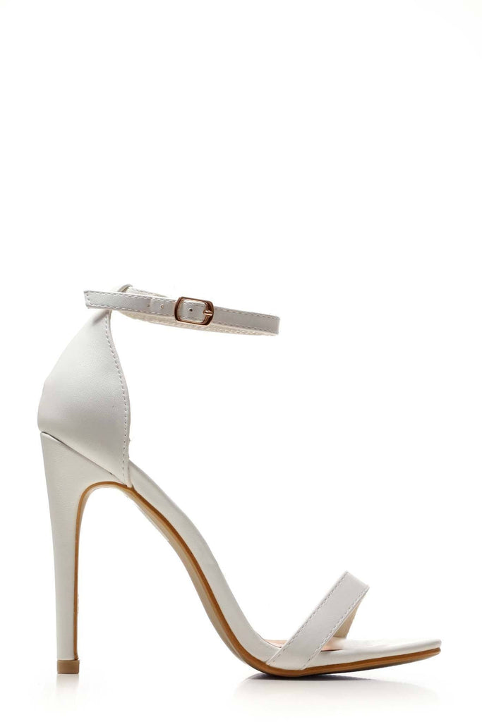 Arron ankle strap stiletto sandal in White Heels Miss Diva White 3 