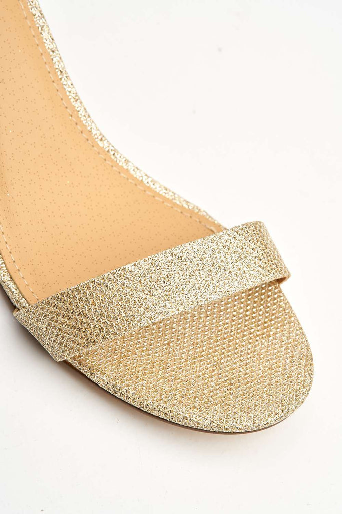 Elodie Gold Trim Anklestrap Sandal in Champagne Shimmer Heels Miss Diva 
