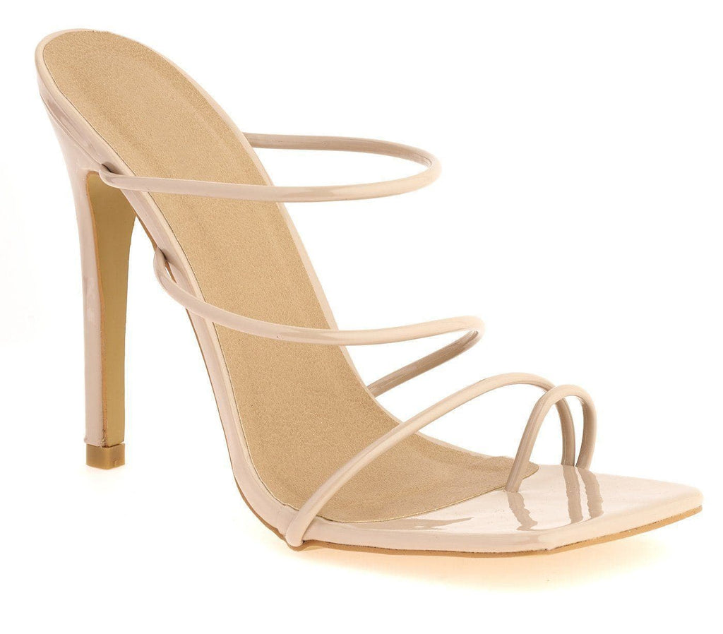 Miracles Toe Ring Strappy Mule in Nude Heels Miss Diva 