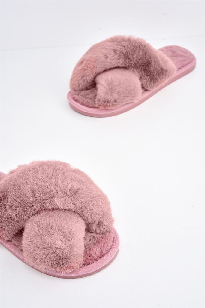 Zhuzh Fluffy Knot Slider in Pink Flats Miss Diva 