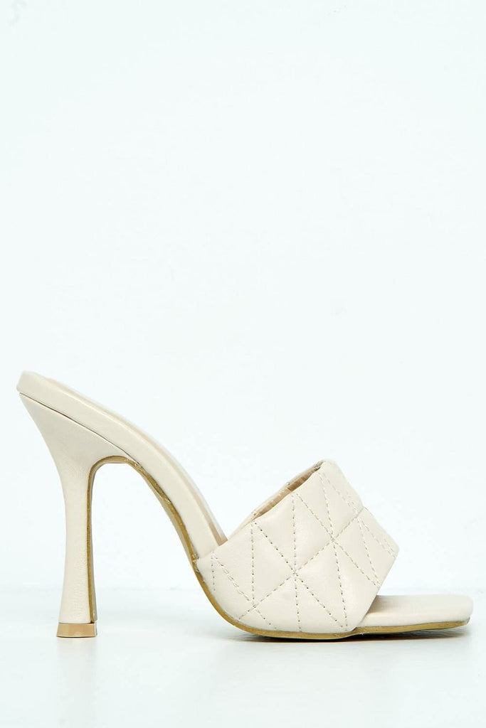 Amarante Crossover Stitched Detail Band Mule in Cream Heels Miss Diva 