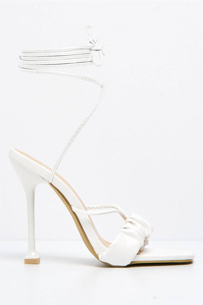 Coco Lace-up Heels in White Heels Miss Diva 