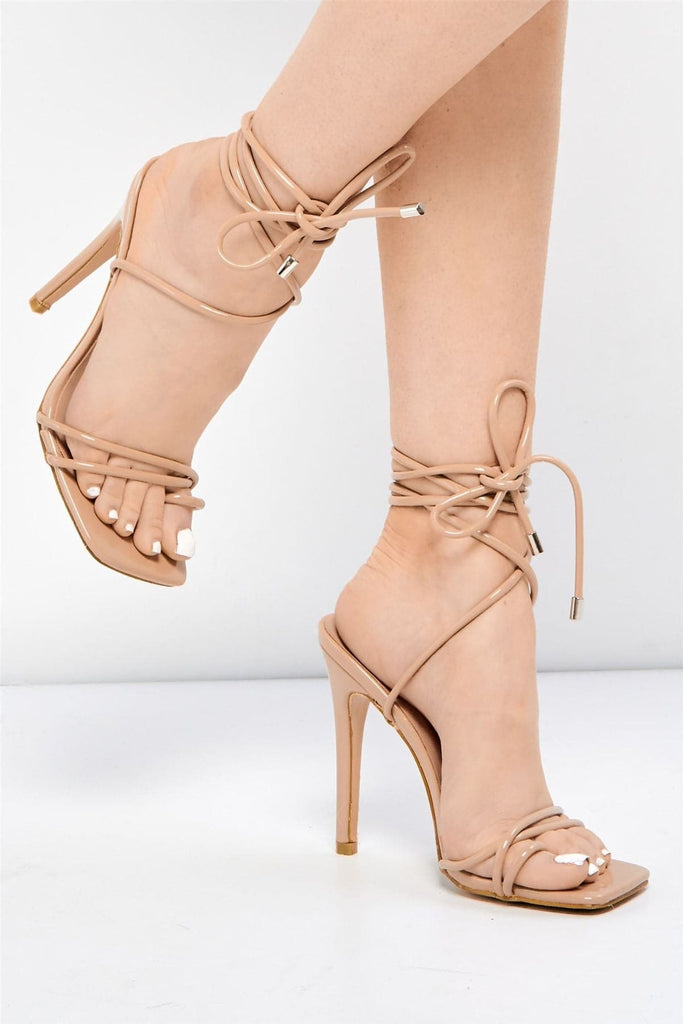 Ciri Square-toe Lace-up Heels in Mocha Heels Miss Diva 