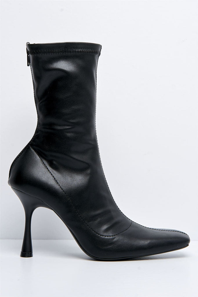 Rubella Heeled Ankle Boot with Zip in Black Boots Miss Diva 