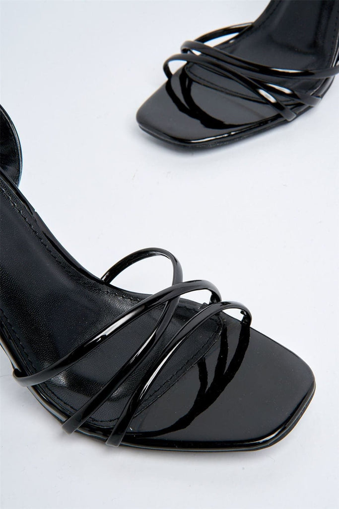 Rahel Lace-up Heels in Black Patent Heels Miss Diva 