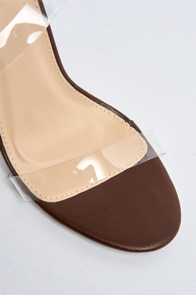 Tempany Block Heel Perspex Sandal in Chocolate Heels Miss Diva 