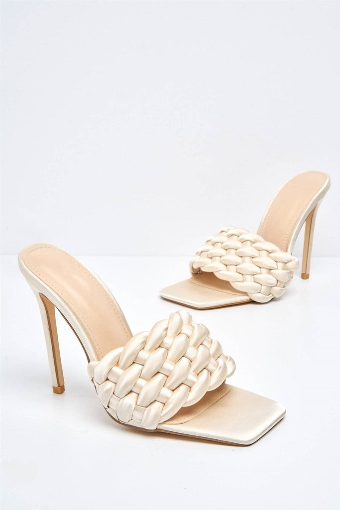 Lucca Plaited Band Square-toe Mule in Nude Heels Miss Diva 