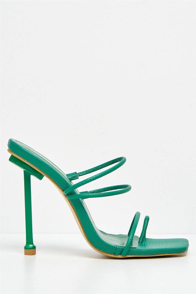 Vigo Strappy Mule in Green Lizard Heels Miss Diva 