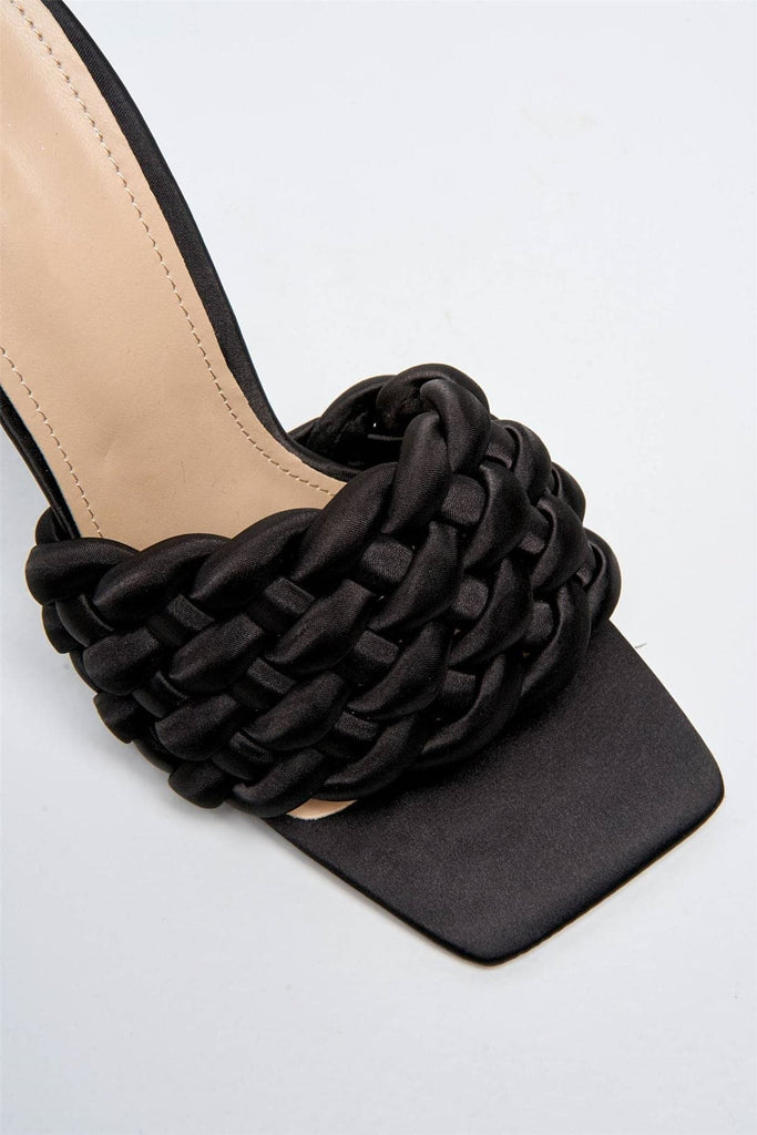 Lucca Plaited Band Square-toe Mule in Black Heels Miss Diva 