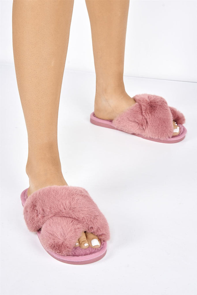 Zhuzh Fluffy Knot Slider in Pink Flats Miss Diva 